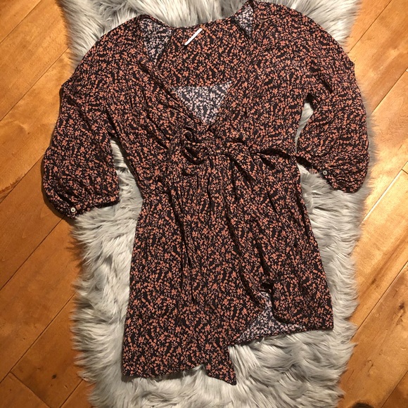 FREE PEOPLE Clara Floral Tie-waist Tunic Dress - Picture 5 of 7